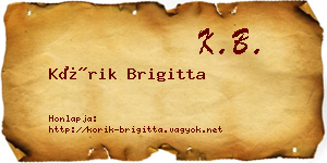Kórik Brigitta névjegykártya