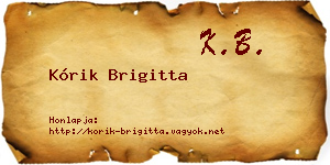 Kórik Brigitta névjegykártya